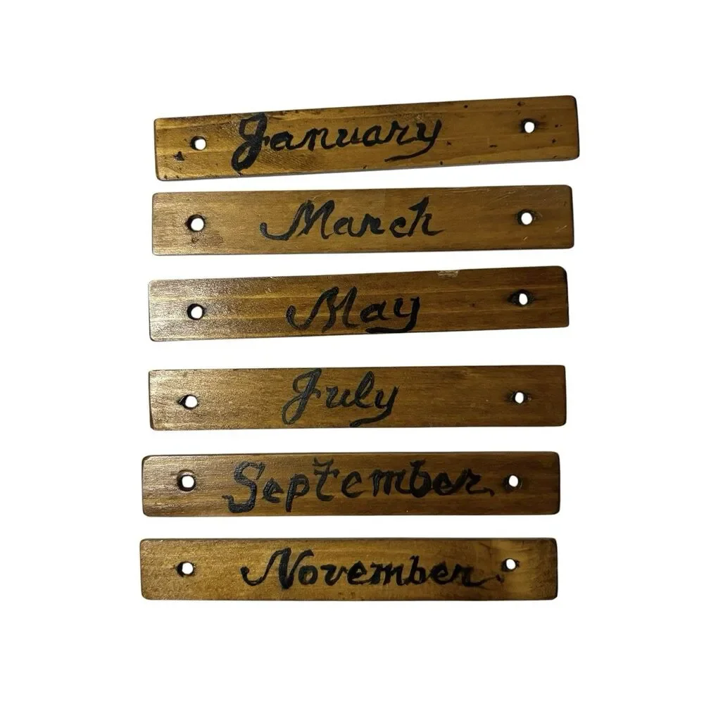 Vintage Hand Painted Wooden Perpetual Calendar Wall Plaque Folk Art 23.5”x11”